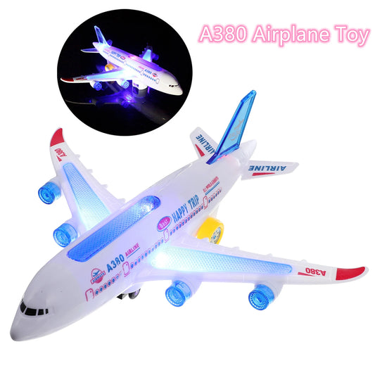 Electronic Aeroplane Toy with Music Autopilot Flash Sound Aircraft Automatic Rotation Plane Educational Toy Gift for Children