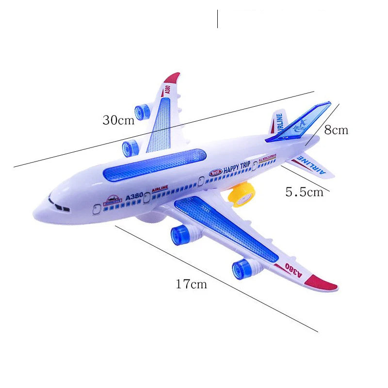 Electronic Aeroplane Toy with Music Autopilot Flash Sound Aircraft Automatic Rotation Plane Educational Toy Gift for Children