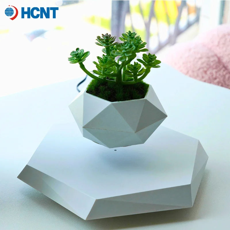 Levitating Plant Pot Magnetic Levitation Flower Pot Rotating Planters Suspension Floating Plant Succulents Potted for Home Livin